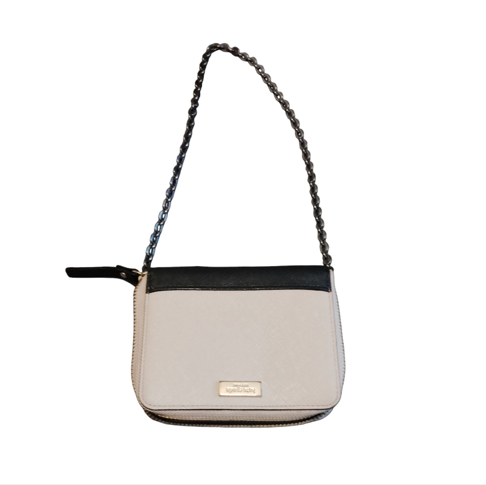 Kate Spade Cream and Black Wallet with Removable Chain